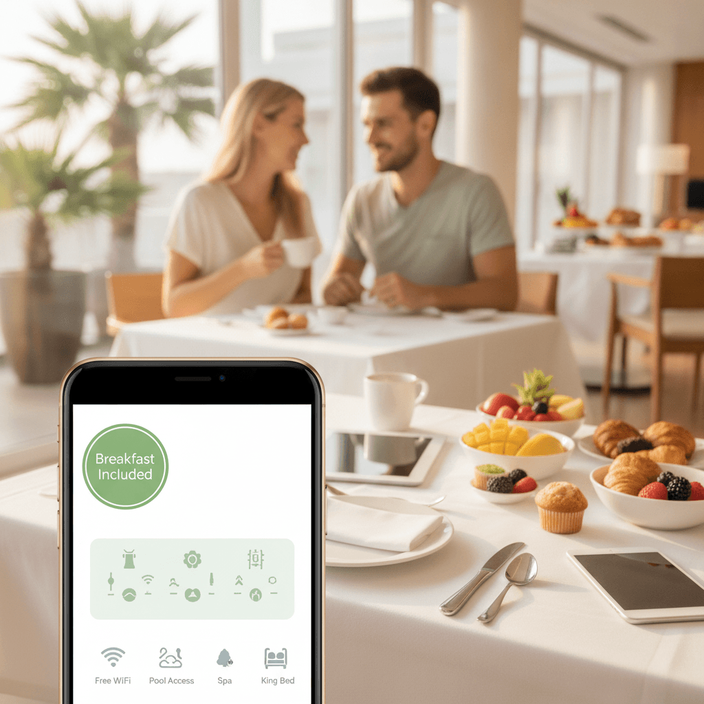 Which Hotel Room Online Booking Services Offer Free Breakfast or Amenities?